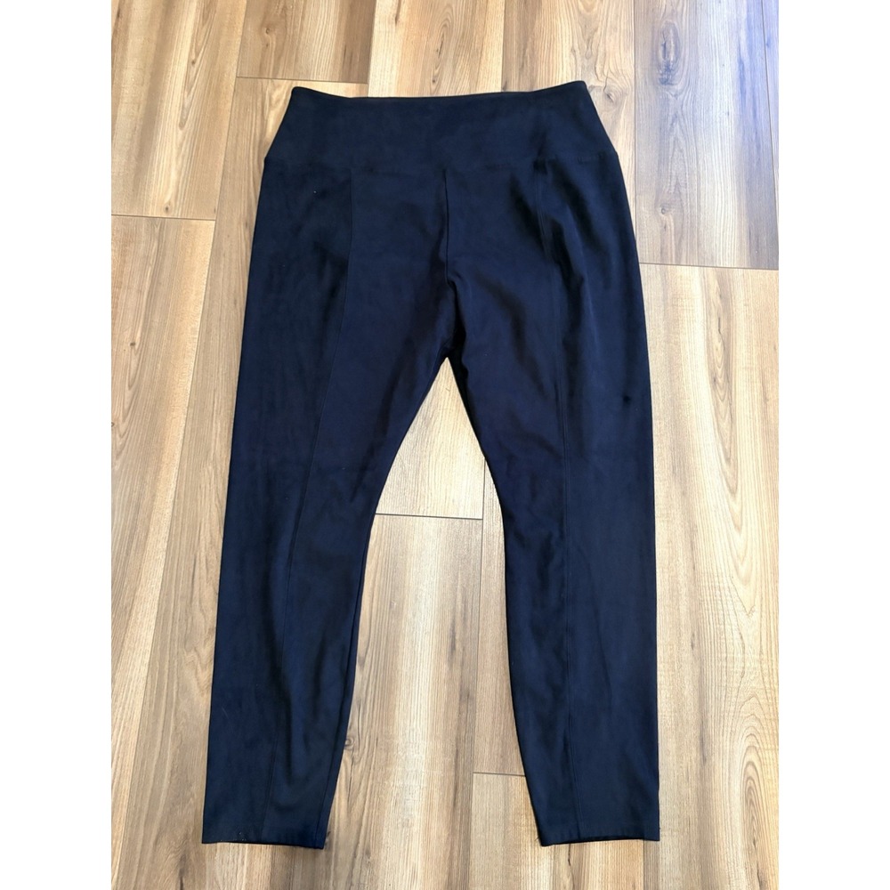 Simply Vera Wang Womens Black High Rise Faux‎ Suede Pull On Leggings Sz XL New